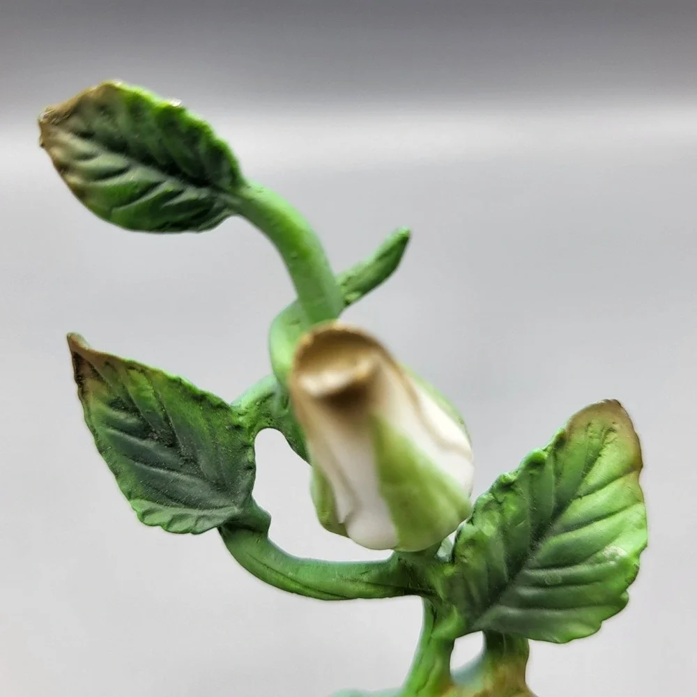 Vintage Metal And Porcelain Floral Figurine White Dove Shelf Decor
